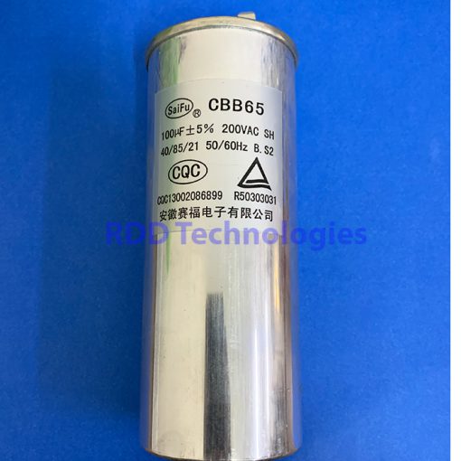 CAPACITOR CBB65 100uF/200V 2x4 TERMINAL BRAND SAIFU