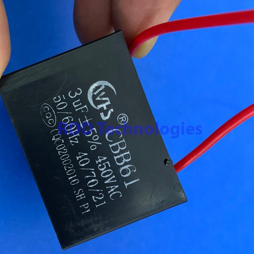 MOTOR CAP. CBB61 3UF/450V BOX WITH CABLE - Image 3