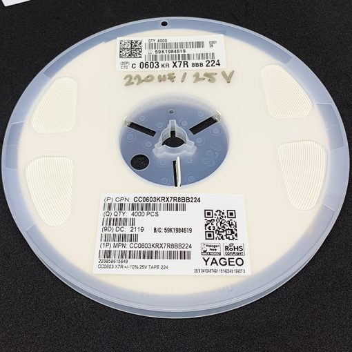 SMD CAP. 0603 220nF/25V YAGEO CC0603KRX7R8BB224
